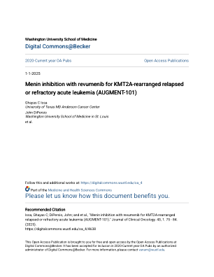 使用 revumenib 抑制 Menin 治疗 KMT2A 重排的复发或难治性急性白血病 (AUGMENT-101)